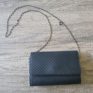 Neiman Marcus Black Clutch Crossbody Bag Chain Strap Small Purse